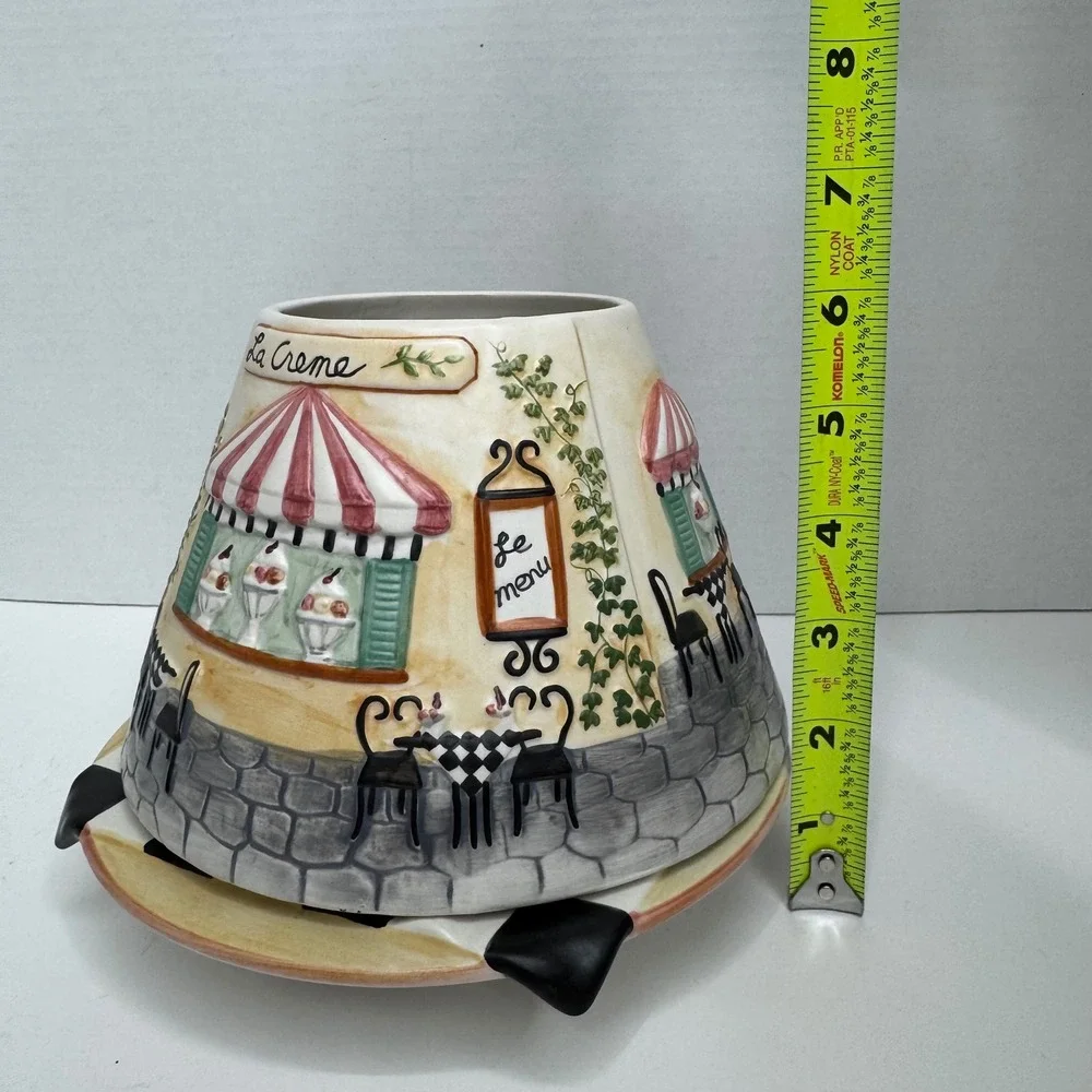 Yankee Candle La Creme French Cafe Bistro Ceramic Jar Shade and Tray Set Multi